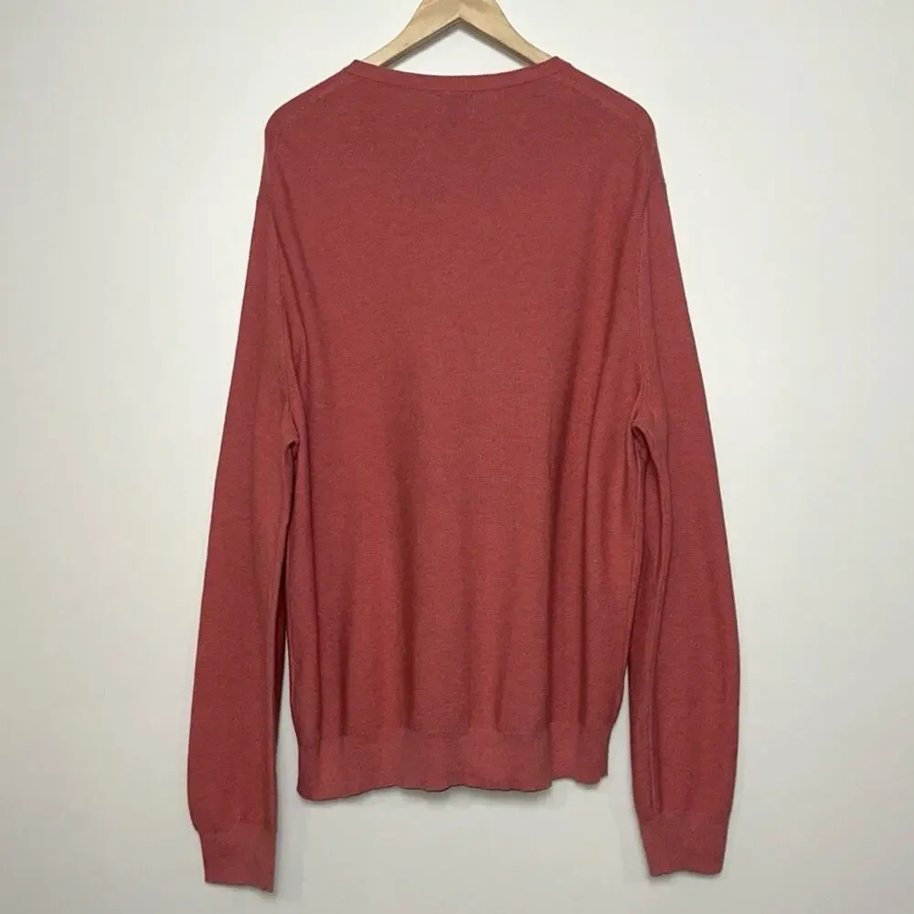 J. CREW Cotton Crewneck Sweater in Garter Stitch Heather Poppy NWT